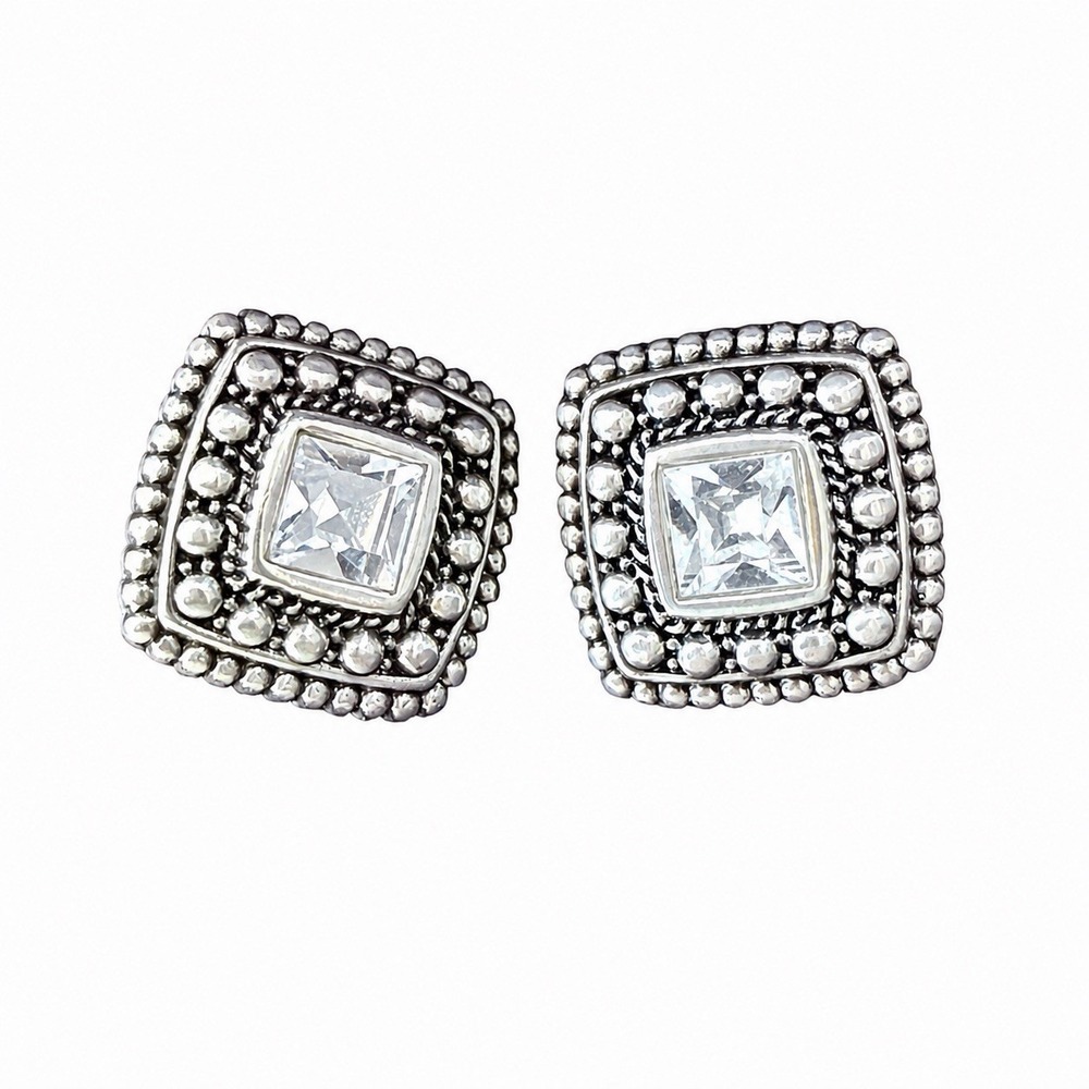 Montana Silversmiths ER2554 Star Lights Princess Cut CZ Stud Earrings w/ Box